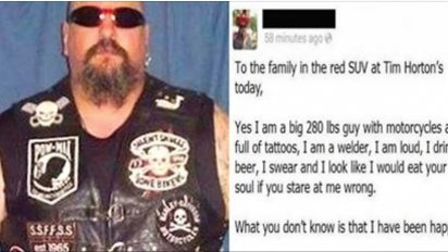 Screen Shot 2016 11 08 at 8.03.57 PM 412x232.png?resize=412,232 - Tough-Looking Biker Responded To Rude Woman Who Called Him A 'Dirty Biker' On Facebook