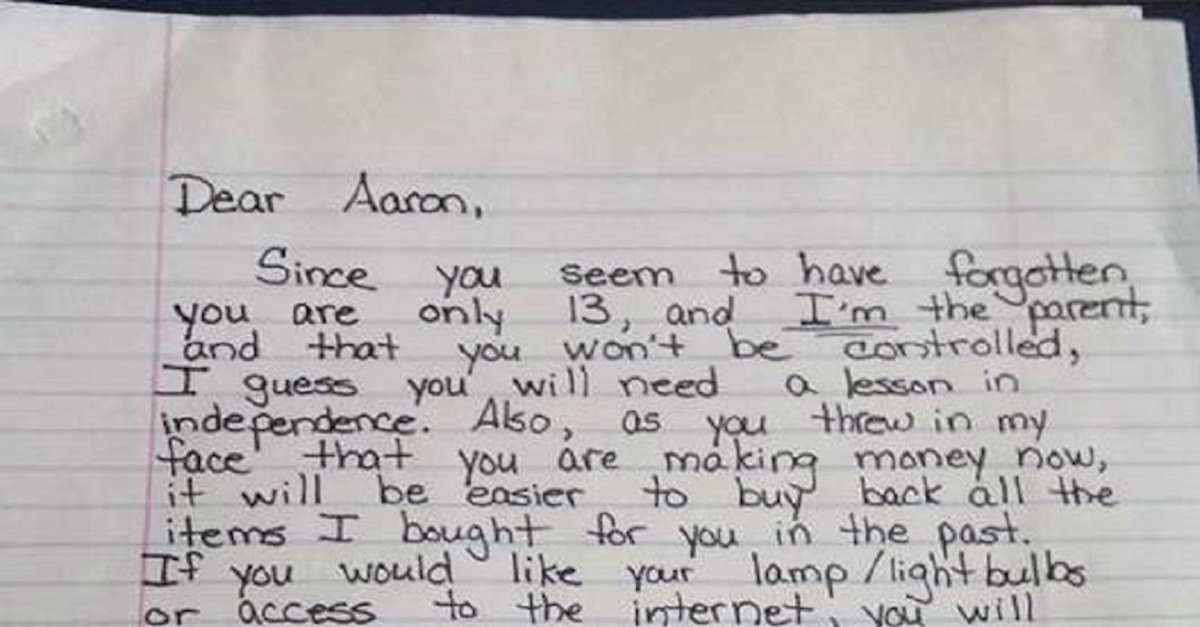 1442935454 1442375919 letter.jpg?resize=1200,630 - Son Wanted To Be Treated Like An Adult, So His Mother Taped A Letter On His Door