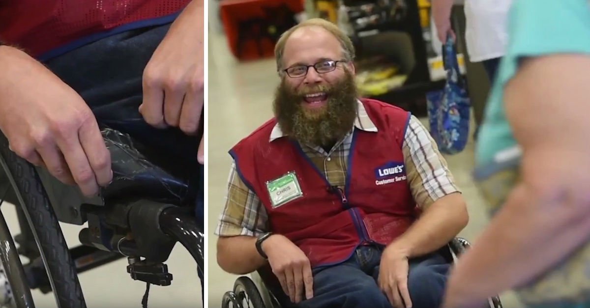 lowes4p.jpg?resize=1200,630 - Lowe's Greeter Of 17 Years Gifted A New Wheelchair By His Co-workers