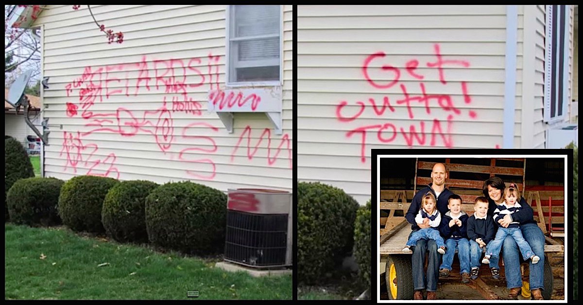 hollis.jpg?resize=412,275 - Vile Thugs Spray-Painted Hate Graffiti All Over Couple's House After They Adopted Two Sisters