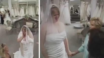 bride wedding dress bullies 412x232.jpg?resize=412,232 - A Mother Insulted Daughter Trying Out Wedding Dresses, Strangers Decided To Step In