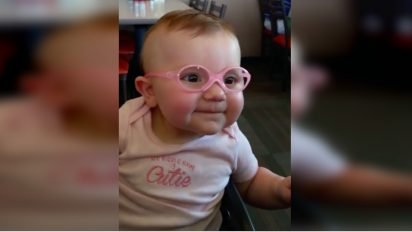 glasses 412x232.jpg?resize=412,232 - Baby Couldn't Stop Smiling After Wearing Eyeglasses And Seeing Properly For The First Time