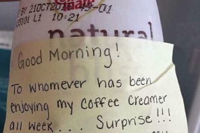 new breastmilk coffee creamer 1 412x275.png?resize=412,275 - Employee Placed Breast Milk In Her Coffee Bottle To Take Revenge On Co-Worker Who Was Stealing From Her