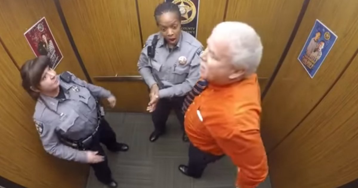 sheriff deputy dance party 1.jpg?resize=1200,630 - 'Highly Professional' Sheriff Finally Let Go And Danced In Elevator When It Was Time For His Retirement