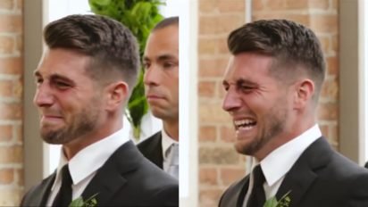 groom cries on wedding 412x232.jpg?resize=412,232 - Groom Burst Into Tears As Bride Waked Down The Aisle In Emotional Ceremony