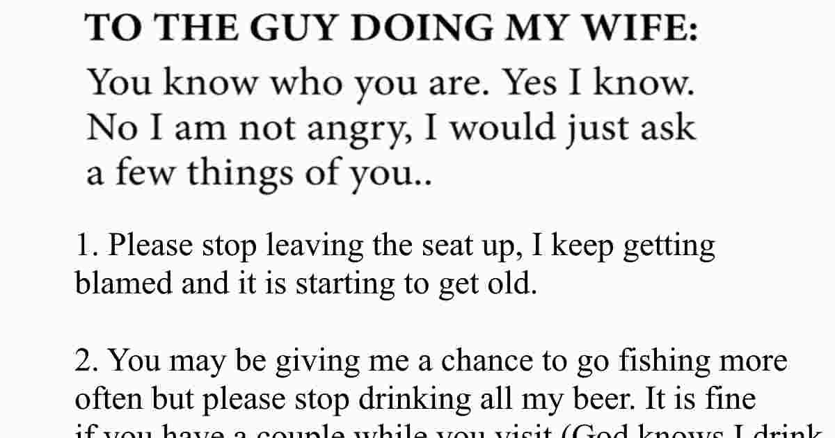 husband lover letter cheating wife 2.jpg?resize=1200,630 - Husband Finds Out Wife Is Cheating So He Writes INCREDIBLE Letter To Her Lover