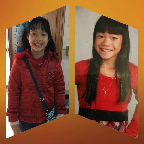 Aubrey (left) and the mysterious oprhan girl. Image via GoFundMe.