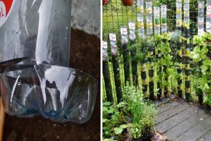 bottle tower gardens 412x275.jpg?resize=412,275 - He Cuts Off The Bottom Of Soda Bottles, Stacks Them Up Then A Few Weeks Later He Has A Garden Full Of Vegetables