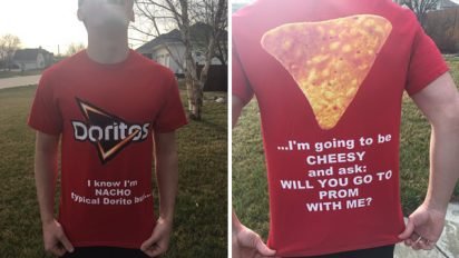 doritos 412x232.jpg?resize=412,232 - Teen Came Up With Extra Cheesy Prom Proposal Using His Date's Favorite Snack To Pop The Question