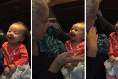 grandma teaches deaf baby 412x275.jpg?resize=412,275 - Watching This Grandma Teach Adorable Newborn How To Sign Will Melt Your Heart