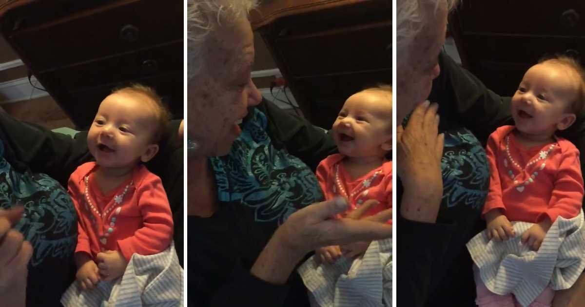 grandma teaches deaf baby.jpg?resize=1200,630 - Adorable Moment Grandma Taught Newborn Baby How To Sign