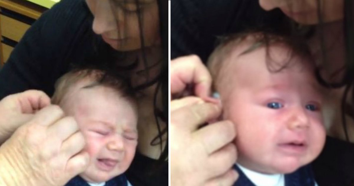 deaf baby hearing aid.jpg?resize=412,275 - Baby Cries As Doctor Touches His Ear. Then, Mom Whispers To Him For The First Time