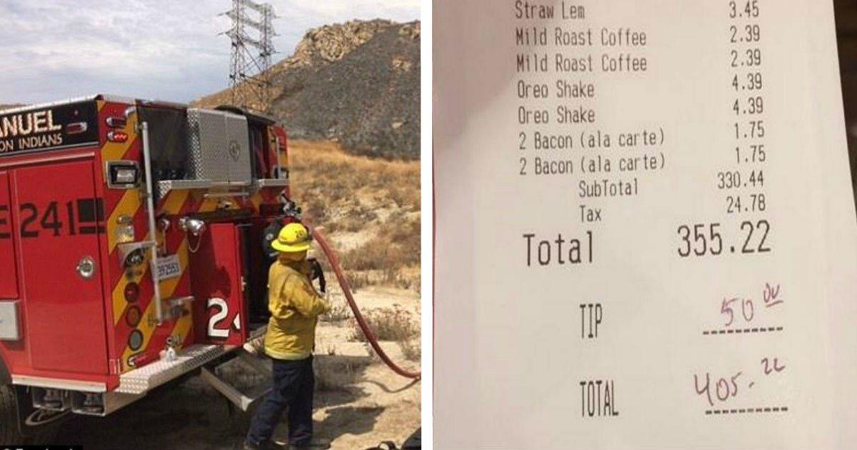 facerte.jpg?resize=412,275 - Woman Saw Firemen Eating After Battling Blaze, Then She Secretly Paid Their Bill And Left