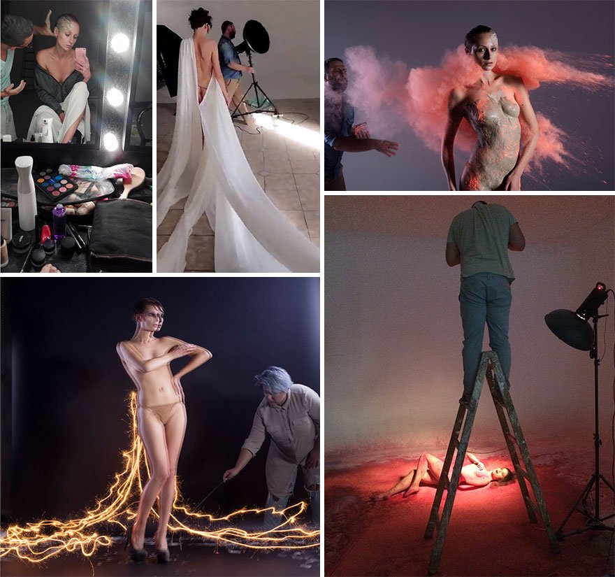 물과 빛, 천, 모래로 완성된 매혹적인 사진 시리즈 (사진 12장) i dressed models with sand water fire and wind 598c264081f3b 880 - 물과 빛, 천, 모래로 완성된 매혹적인 사진 시리즈 (사진 12장)