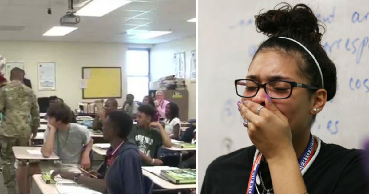 soldier surprises daughter.jpg?resize=1200,630 - Student Broke Down In Tears When Soldier Dad Surprised Her In The Middle Of Class