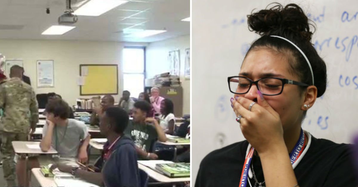 soldier surprises daughter.jpg?resize=412,275 - Student Broke Down In Tears When Soldier Dad Surprised Her In The Middle Of Class