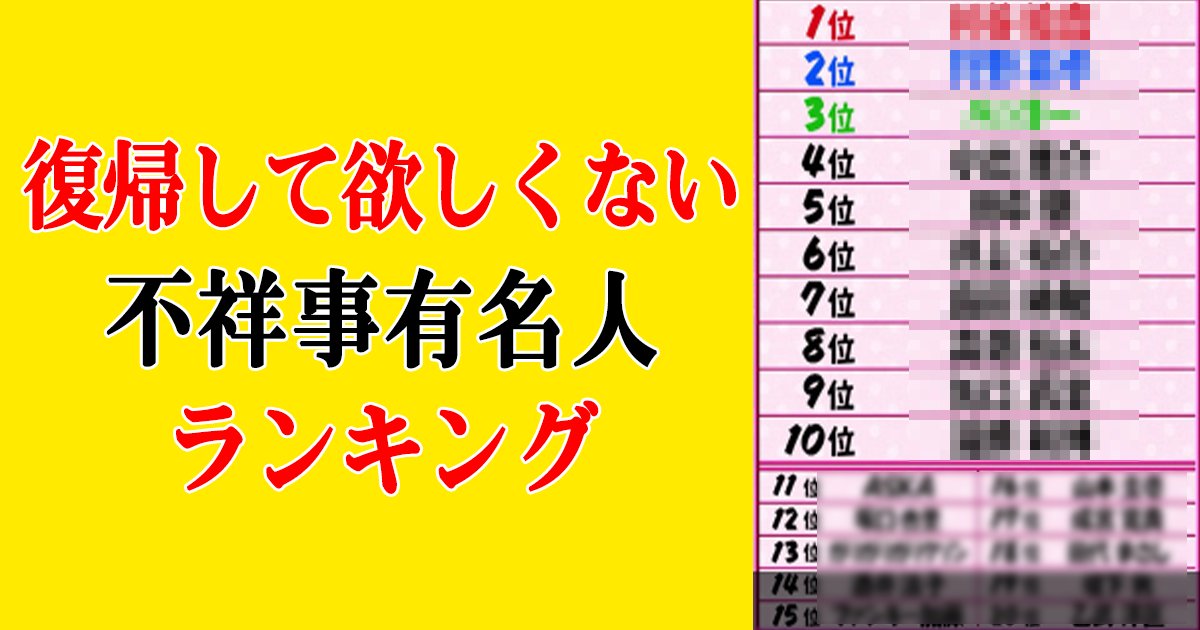 hukisuruna th.png?resize=412,232 - 「復帰して欲しくない不祥事有名人ランキング」１位はアノ人！