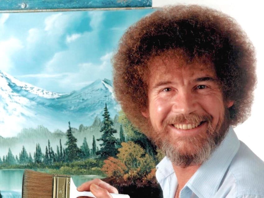 amazons live video network twitch is showing every episode of bob ross the joy of painting in an epic marathon1 850x637.jpg?resize=1200,630 - 80年的童年回憶：還記得電視節目「歡樂畫室」這位爆爆頭畫家嗎？