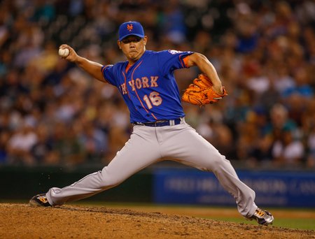 SEATTLE, WA - JULY 21: Relief pitcher Daisuke Matsuzaka #16 of the New York Mets pitches in the seventh inning against the Seattle Mariners at Safeco Field on July 21, 2014 in Seattle, Washington. (Photo by Otto Greule Jr/Getty Images)