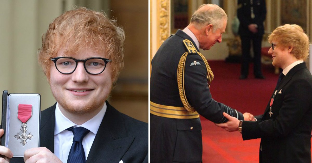 ed.jpg?resize=412,275 - Ed Sheeran realiza sonho do avô ao receber medalha da realeza