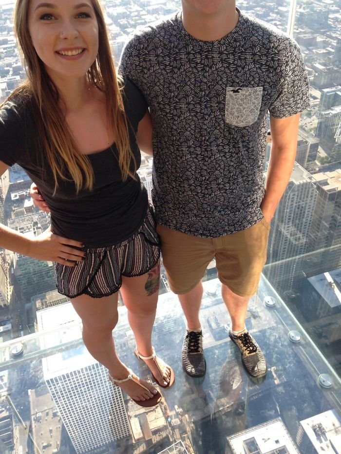 We Asked A Stranger To Take A Picture Of Us At The Willis Tower In Chicago... Thanks, I Guess
