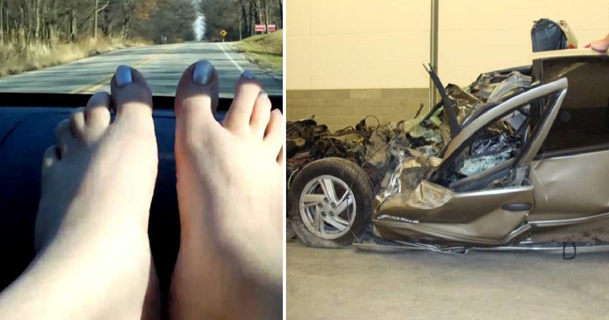 feet on dashboard featured1.jpg?resize=1200,630 - Mulher dormia com os pés no painel do carro quando sofreu um acidente; As consequências foram horríveis