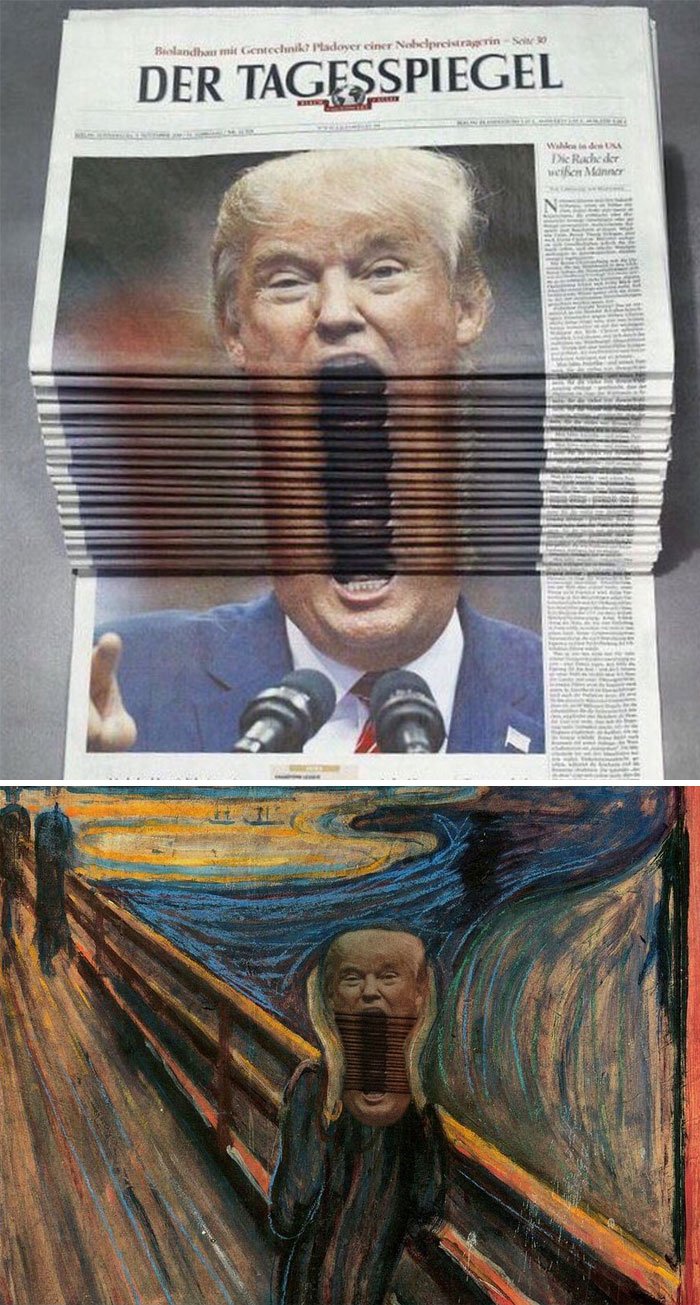 Trump Screaming In A Stack Of Newspapers Trump Screaming In A Stack Of Newspapers