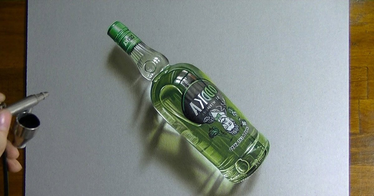 oddkadraw.jpg?resize=1200,630 - Cet incroyable dessin hyper réaliste d'une bouteille de vodka vous laissera sans voix