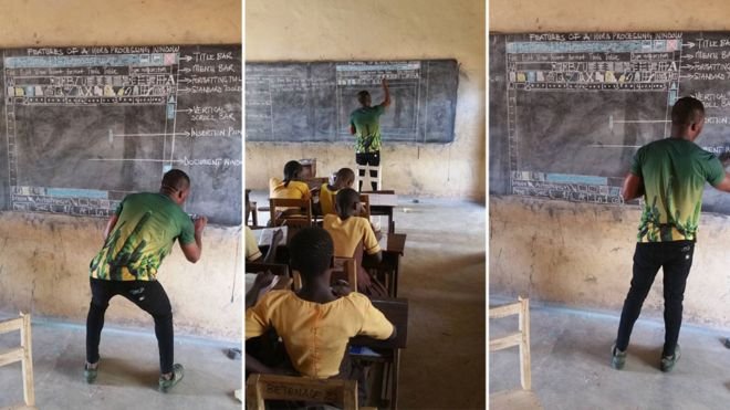 100224968 ghanateachercomp.jpg?resize=412,232 - Inspirador! Professor africano desenha Word no quadro negro para ensinar crianças