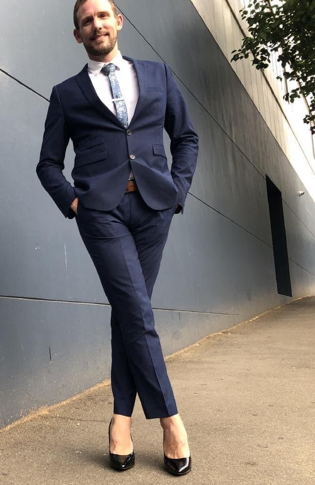  Aussie businessman Ashley Maxwell-Lam has ditched his office brogues for a pair of six inch heels