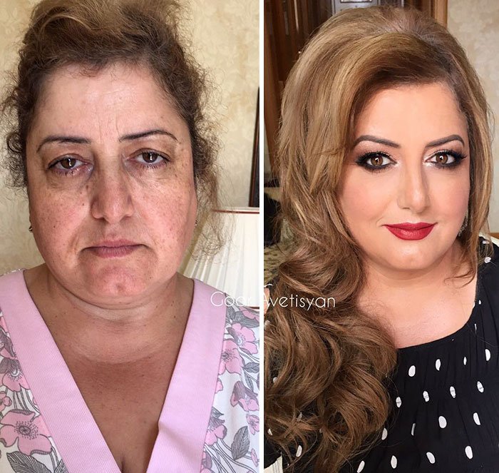 Goar incluso hace maquillaje para sus familiares. Esta es su hermosa mamá