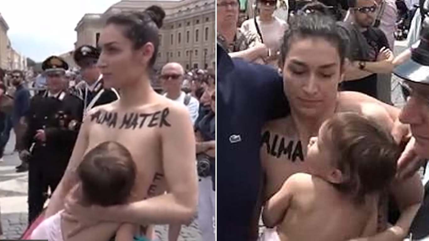 ebacb4eca09c 1 ebb3b5ec82ac 54.jpg?resize=412,232 - Une mère proteste en allaitant au milieu de la place du Vatican