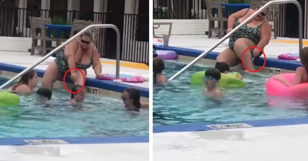 hm.jpg?resize=1200,630 - Vídeo bizarro mostra mulher raspando as pernas enquanto se senta na borda de uma piscina de hotel na Flórida