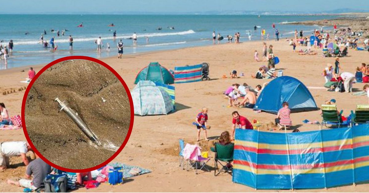 needles in sand.jpg?resize=1200,630 - Les parents avertissent les amateurs de plage après avoir trouvé des aiguilles hypodermiques usagées dans le sable à proximité des enfants