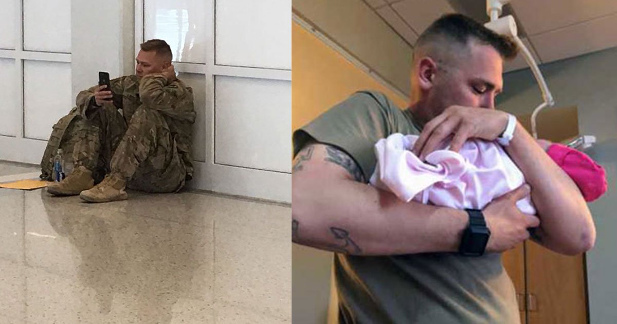 soldier was not allowed to travel back home to see the birth of his newborn then a call from doctor changed everything.jpg?resize=412,275 - Soldado não obtém permissão para viajar para casa e ver o nascimento da sua filha, porém, uma ligação do médico mudou tudo