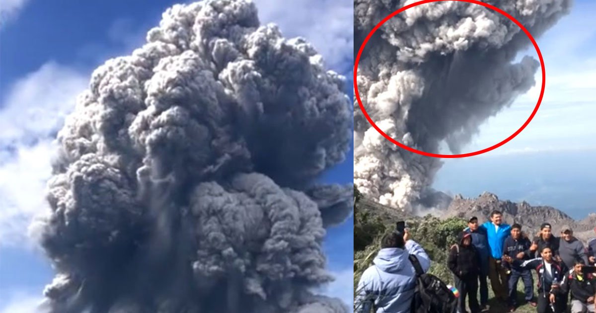tourists enjoyed views of santiaguito volcano then a massive explosion happened.jpg?resize=412,232 - Des touristes profitaient de la vue imprenable sur le volcan Santiaguito, puis une explosion massive a secoué les gens