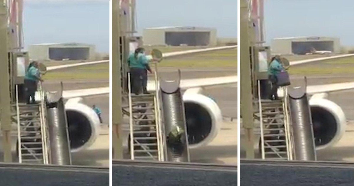 vv.jpg?resize=1200,630 - Airport Worker Filmed Carelessly Tossing Passengers’ Bags Into The Air Down A Metal Chute
