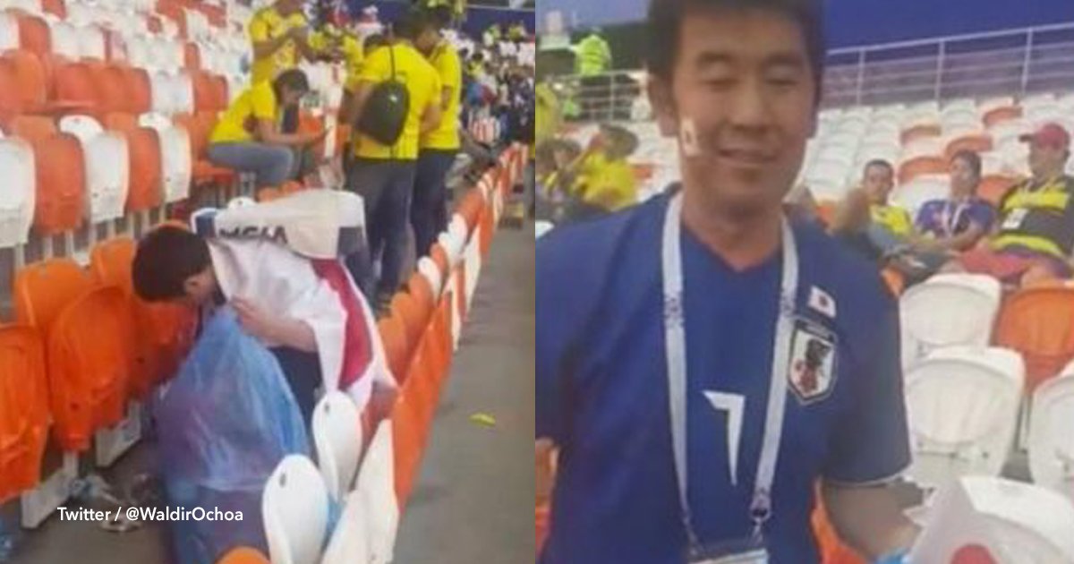 1 cov 9.jpg?resize=1200,630 - Luego del partido, aficionados japoneses decidieron limpiar la basura que dejaron los colombianos en el estadio en Rusia