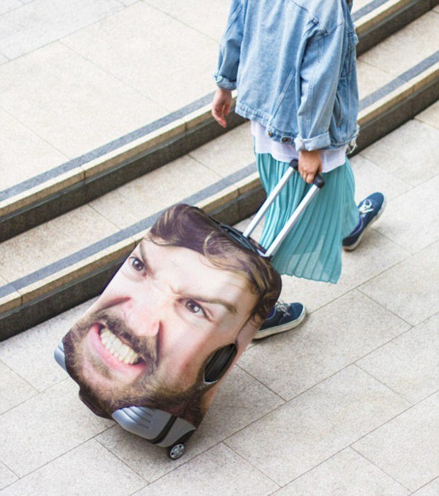 Some even pull crazed expressions on the £20 Head Case lightweight spandex coverings to make them even more eye-catching form across the arrivals lounge