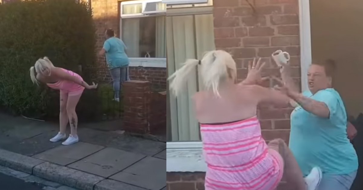 catfight 1.jpg?resize=1200,630 - Two Women Were Filmed Fighting And Throwing Council Bins And Cups Of Tea At Each Other