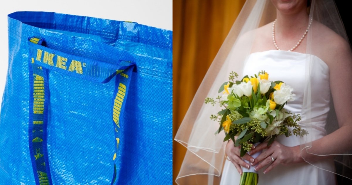 ikea side 1.jpg?resize=1200,630 - Une mariée utilise un sac IKEA pour protéger sa robe de mariée en allant aux toilettes pendant son grand jour