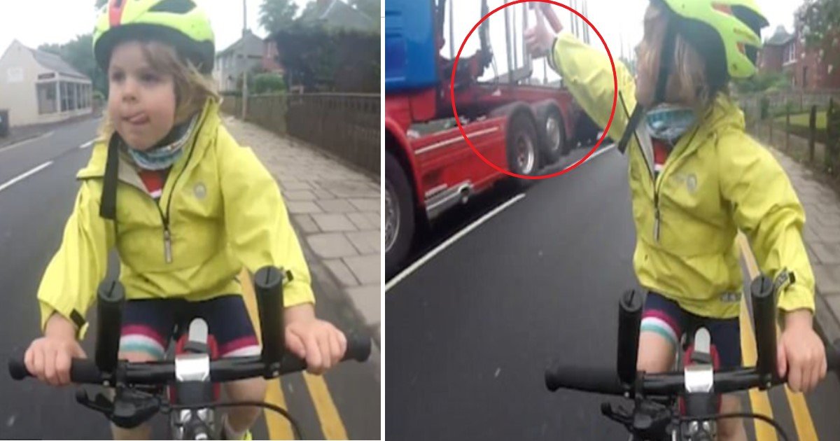 pic copy 15.jpg?resize=1200,630 - 4-Year-Old Cyclist Gave Lorry Driver A Big Thumbs Up After He Gave Her Plenty Of Space When Overtaking