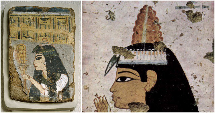 Egyptians wearing scented cones Egyptians wearing scented cones