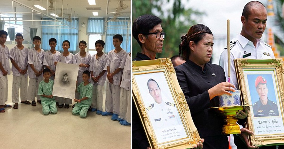 afafa 1.jpg?resize=1200,630 - Les jeunes thaïlandais, sauvés de la grotte inondée, paient leur respect à l'ex-marine qui a perdu la vie