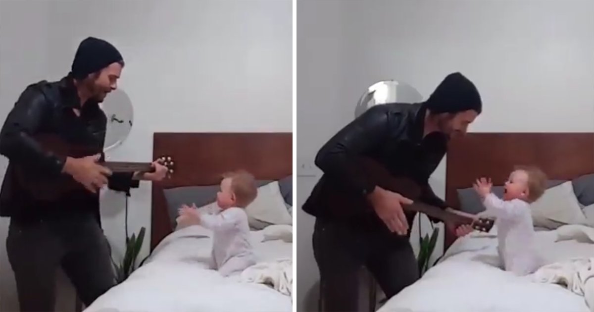 capa2.png?resize=1200,630 - Vídeo adorável mostra um pai tocando violão e cantando para um bebê, que dança animado