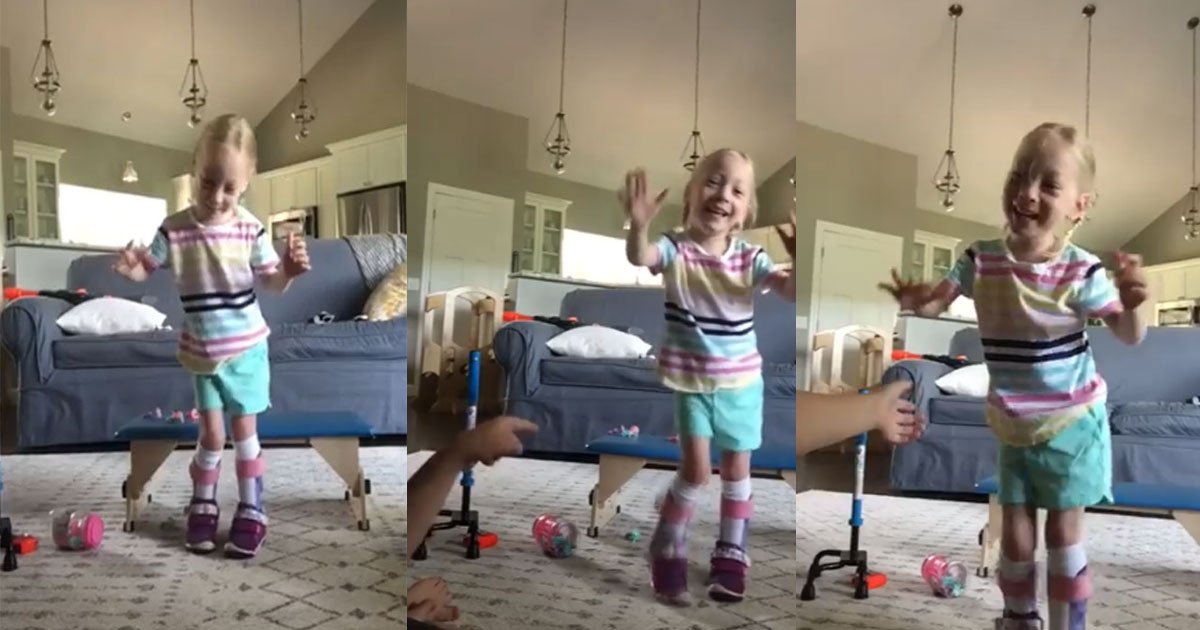 featured 4.jpg?resize=412,232 - Little Girl With Cerebral Palsy Takes Her First Independent Step—It Is So Heart Warming To See
