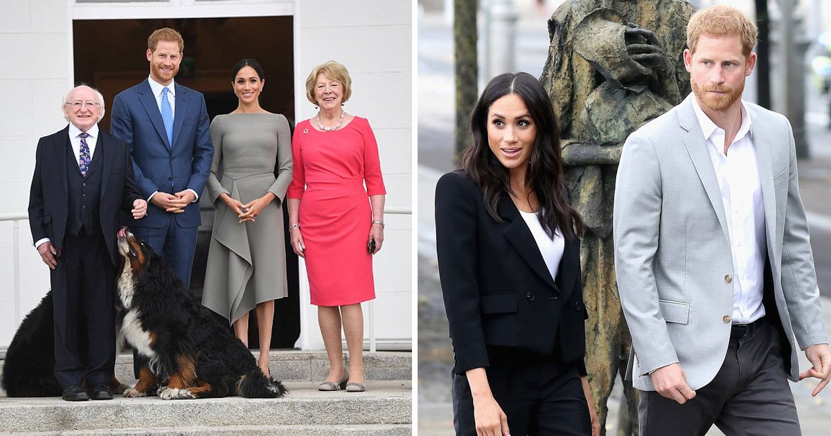 harry meghan ireland dublin.jpg?resize=412,232 - Harry e Meghan começaram seu segundo dia de compromissos, encontraram-se com presidente da Irlanda e visitaram um museu ÉPICO