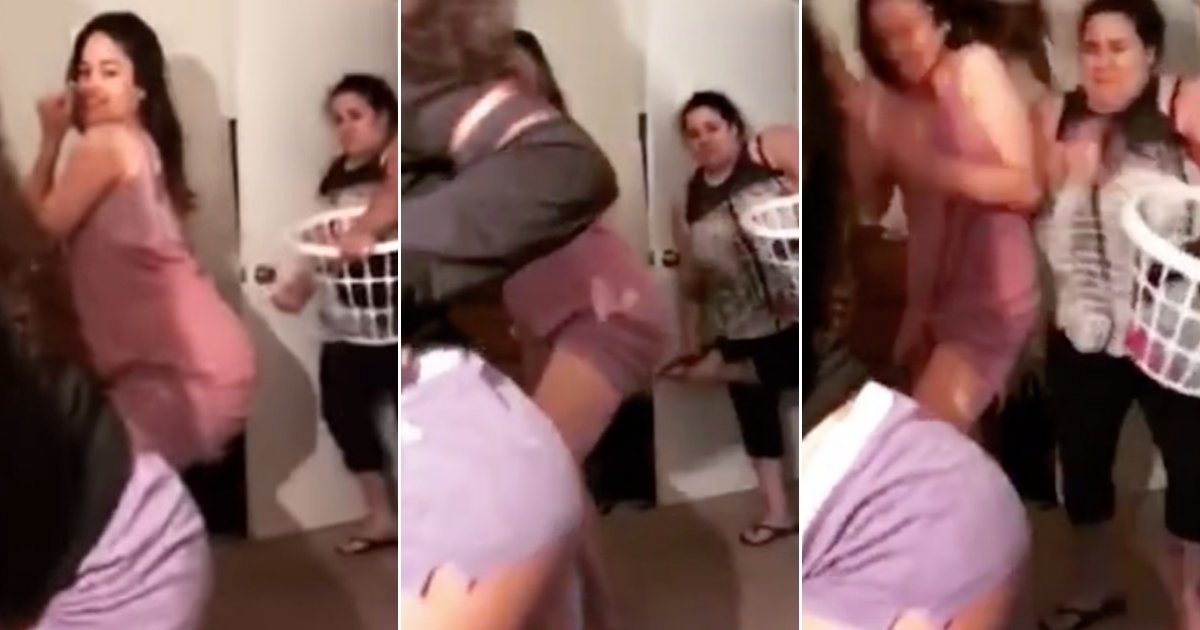 mom smack girls side.jpg?resize=412,232 - Mother Smacked Her Daughters With A Slipper After Catching Them Twerking On Camera
