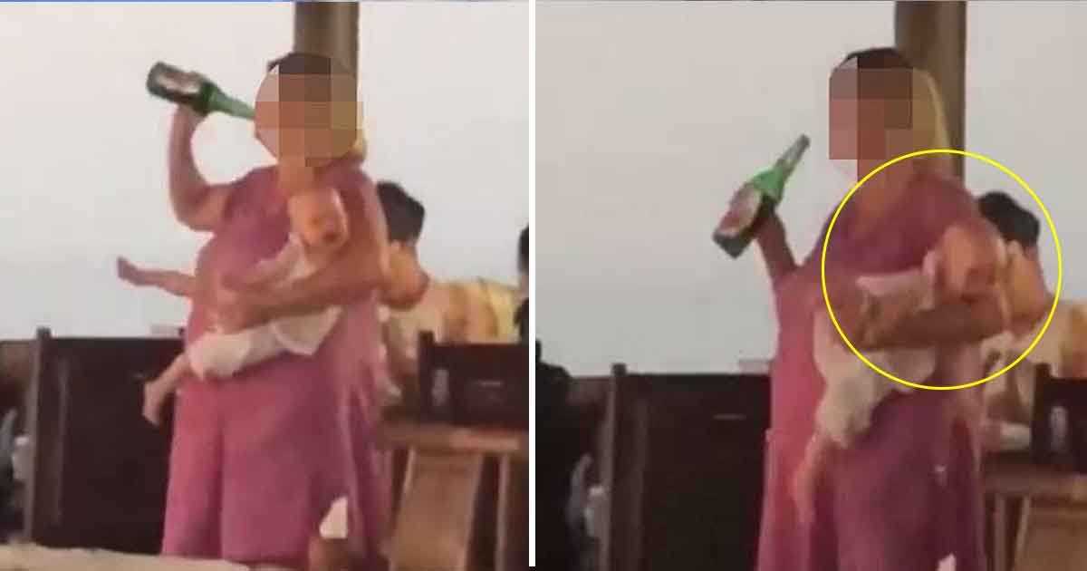rrr.jpg?resize=1200,630 - Footage Shows An Australian Tourist Mom Drinking A 620ml Bingtan Beer In One Gulp While Juggling Her Baby In Her Other Hand In Bali  