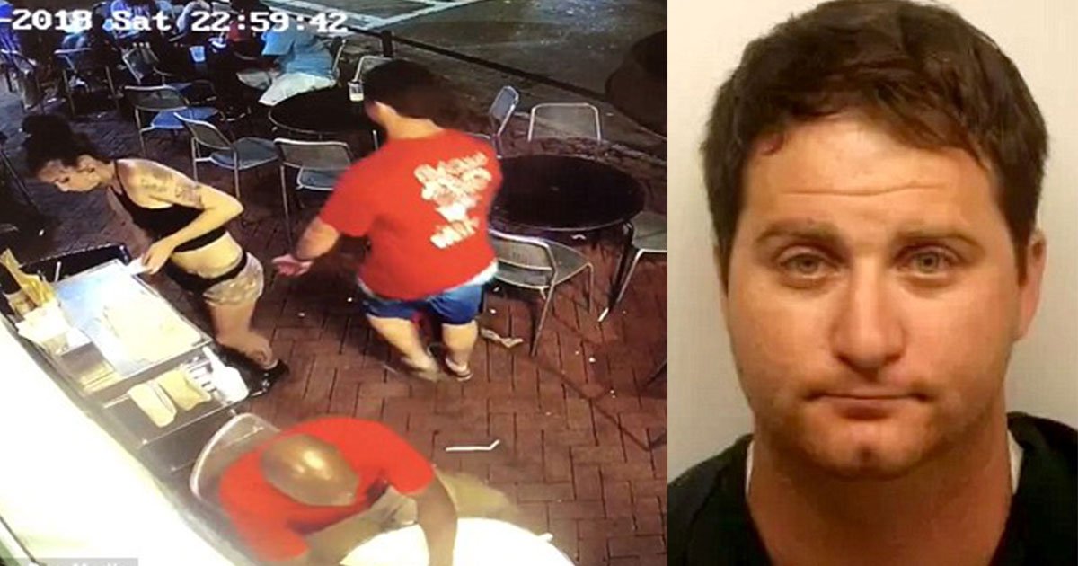 the man who grabbed backside of waitress was arrested and his girlfriend was also with him when the incident happened.jpg?resize=1200,630 - Waitress Slammed Pervert Against The Wall After He Touched Her Backside In A Bar